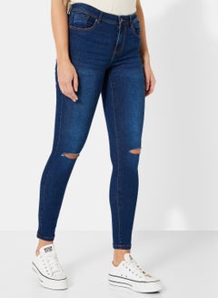 Buy Skinny Fit Jeans Dark Blue in UAE