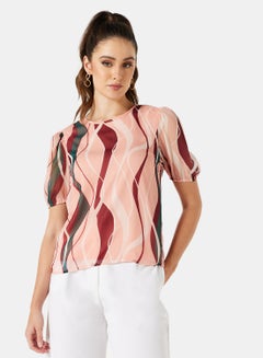 Buy Wave Print Top Light Pink in Saudi Arabia