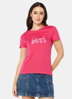 Buy Crew Neck T-Shirt Pink in Saudi Arabia