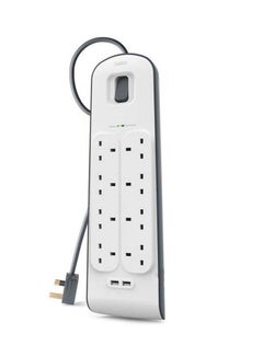 Buy 8-Socket Home Charger With 2 USB Port White in Saudi Arabia