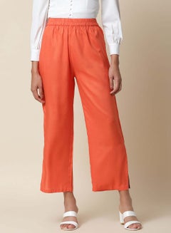 Buy Solid Pattern Side Slit Pants Orange in UAE