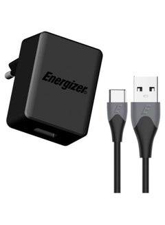 Buy Energizer Ultimate QC3.0 18W Fast Wall Charger with USB-A to USB-C Cable - Black Black in Egypt
