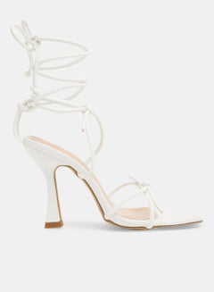 اشتري PU Tie-Up High Heel Sandals White في السعودية