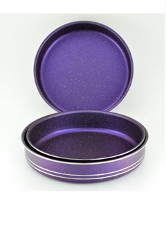 Buy 3-Piece Round Shape Baking Tray Set Purple 28cm in UAE