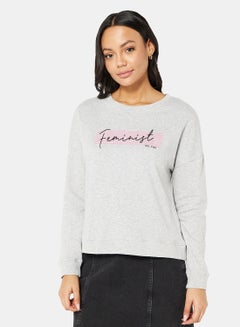 Buy Graphic Sweatshirt Grey in Saudi Arabia