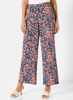 Buy Floral Flared Pants Navy in UAE