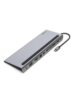Buy USB C Hub,11-In-1 Multiport Adapter Dock With 4K HDMI,Dp,VGA,USB-C 100W PD Pass-Through Charging,3 USB A,Gigabit Ethernet,SD,MicroSD,3.5mm Ports For Macbook Pro, Air, Xps And More Gray in UAE