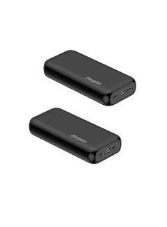 Buy Bundle of 2 Max 2.1A Rapid Charging Power Bank, Dual Inputs - Type-C, micro-USB and Dual Outputs - USB-A, PowerSafe Management, LED Indicator 20000 mAh 2 Black in Saudi Arabia
