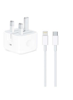 Buy 2 in 1 Pack of 20W USB-C Power Adapter and USB-C to Lightning Cable 2m white in UAE