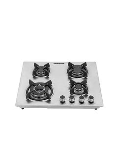 Buy 2-in-1 Built-in Gas Hob, Shiny Stainless Steel Top Panel| Sabaf Burners | Cast Iron Pan Support | Automatic-Ignition System| Low Gas Consumption | 4 Control Knobs, Easy To Install GGC31026 Silver in UAE