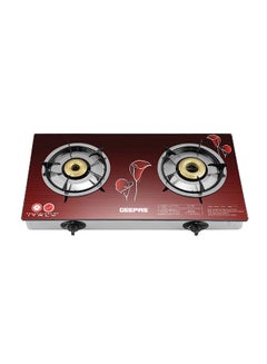 اشتري Double Burner Glass Top Gas Stove Stainless Steel Frame and Tray  Auto Piezo Ignition GK5602 Red في السعودية