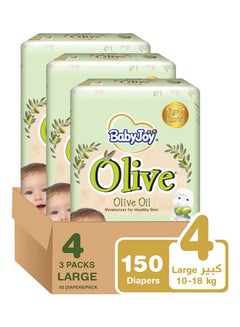 Buy Olive Oil, Size 4 Large, 10 To 18 Kg, Mega Pack of 3, 150 Diapers in UAE