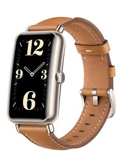 Buy Watch Fit Mini Light Gold Aluminum Case With Leather Strap Mocha Brown in UAE