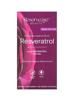 Buy Resveratrol With Active Trans-Resveratrol 250 mg - 120 Veggie Capsules in UAE