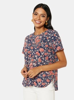 Buy Floral Top Navy in UAE