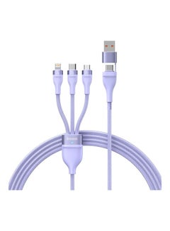 Buy Fast Charging USB + C to Type C 100W, Lightning 20W for iPhone 14 Pro Max, and Micro 18W, Data Cable 1.2M Compatible for Apple 13 12 11, MacBook, iPad, Samsung, Huawei, and More Purple in UAE