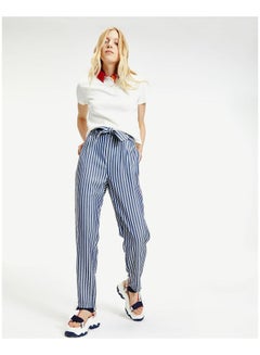 Buy Fluid Bow Detail Pants White / Blue in Egypt