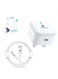 Buy PD 25W Super Fast Charger Plug with USB C Cable 1M Quick Charging Wall Adapter Power Delivery Compatible with iPad Mini 6, iPad Pro/Air,Galaxy S22/S21/S20 Ultra/Note20/S9/S10,Huawei,xiaomi,Oneplus 8 Pro White in UAE