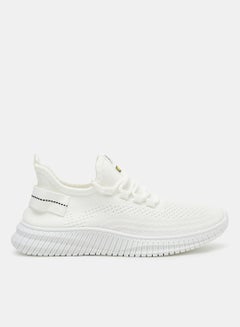 Buy Knit Lace Up Sneakers White in UAE