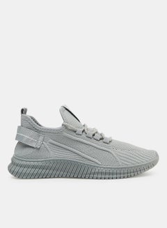 Buy Knit Lace Up Sneakers Grey in UAE