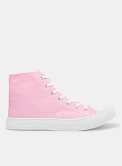 Buy High Top Canvas Sneakers Pink in Saudi Arabia