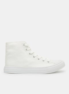 Buy High Top Canvas Sneakers White in Saudi Arabia