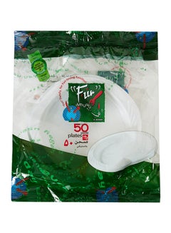 Buy Disposable Plastic Plate 50 Pieces White 15centimeter in UAE