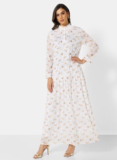 Buy Printed Maxi Dress White in Saudi Arabia