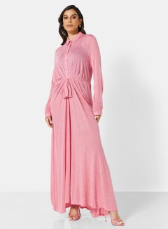 Buy Maxi Shirt Dress Pink in Saudi Arabia