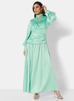 Buy High Neck Dress Blue in Saudi Arabia
