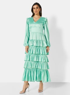 اشتري فستان بتفاصيل مكشكشة أخضر نعناعي في السعودية