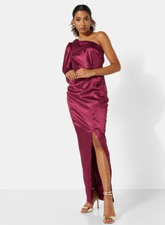 Buy Adelia One Shoulder Dress Burgundy in UAE