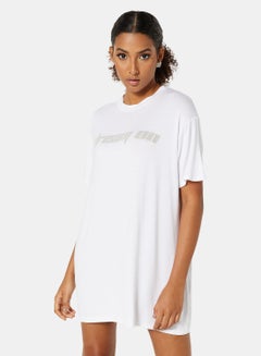 Buy Oversized T-Shirt Dress White in UAE