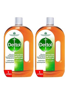 Buy Anti-Bacterial Antiseptic Disinfectant Liquid, Pack Of 2 Green/Brown 1Liters in UAE