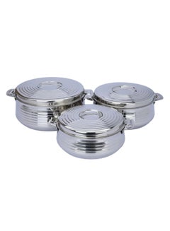 Buy 3-Piece Hot Pot Set Silver 2.5Liters in Saudi Arabia