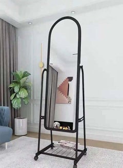 Buy Floor Full Length Mirror with Holder Black 160x31cm in UAE