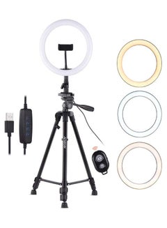 Buy 10 Inch LED Ring Light with Tripod Stand Phone Holder Remote Shutter Multicolor in Saudi Arabia