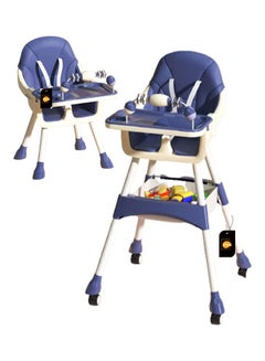 Buy Reinforced Five Point Safety Belt Portable Four Wheel Baby Dining Chair in Saudi Arabia