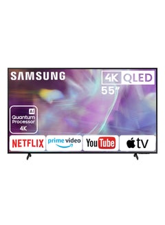 اشتري Samsung 55 Inch TV QLED 4K Processor Stylish Slim PQI 3100 HDR 10+ Mega Contrast 100% Color Volume Supreme UHD Dimming Built in Receiver  (2021 Model) QA55Q60AAUXUM أسود في الامارات