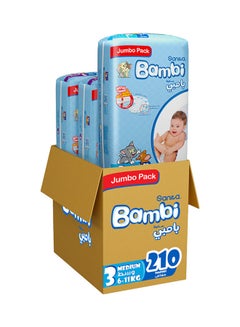 اشتري Baby Diapers Jumbo Pack Size 3, Medium, 6-11 KG, 210 Count في السعودية