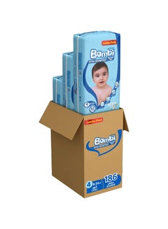 Buy Baby Diapers Jumbo Pack Size 4, Large, 8-16 KG, 186 Count  (Packaging May Vary) in Saudi Arabia