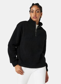 Buy Sherpa Zip Through Sweatshirt Black in Saudi Arabia