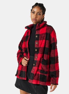 Buy Checkered Relaxed Overcoat Multicolour in UAE