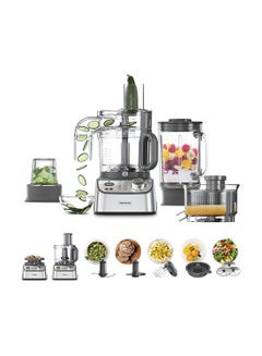 Buy Food Processor With Glass Blender, Glass Mill, Juicer Extractror, Dual Metal Whisk, Dough Maker, Citrus Juicer, Express Serve/Salad Maker, Kitchen Scale/Weighing Tray 3 L 1000 W FDM71.980SS silver in UAE