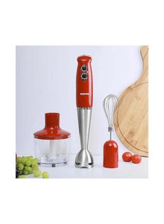 Buy Hand Blender - Stainless Steel Blades with 2 Speed for Baby Food, Soup, Juice | 860ml Chopper Bowl & Electric Egg Whisk - 2 Years Warranty 860 ml 400 W GHB6136 Red/Silver/Clear in UAE