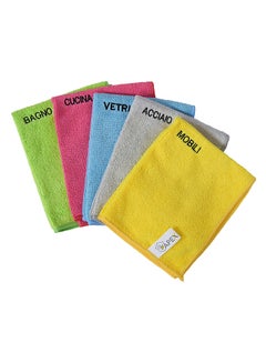 Buy 5-Piece Microfibre Cloths Set Multicolour 38x30cm in UAE