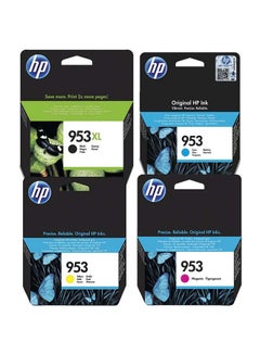 Buy Set Of 4 953/953XL High Yield Original Ink Cartridge | Works With Hp Officejet Pro 7720, 7730, 7740, 8210, 8218, 8710, 8715, 8720, 8725, 8730 Printers Multicolour in UAE