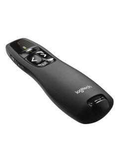 Buy R400 Wireless Presentation Remote, 2.4 GHz, USB-Receiver, Red Laser Pointer, 15-Meter Operating Range, 6 Buttons, Intuitive Slideshow Control, Battery Indicator, PC Black in UAE