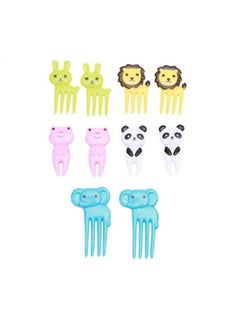 Buy 10-Piece Mini Cartoon Animal Fruit Forks Set in UAE