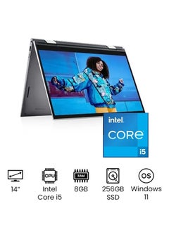Buy Inspiron 14 5410 Convertible 2-In-1 Laptop With 14-Inch Full HD Display Touchscreen, 11th Gen Core i5-1155G7 Processor/8GB RAM/256GB SSD/Intel Iris Xe Graphics/Windows 11/International Version English/Arabic Silver in Saudi Arabia